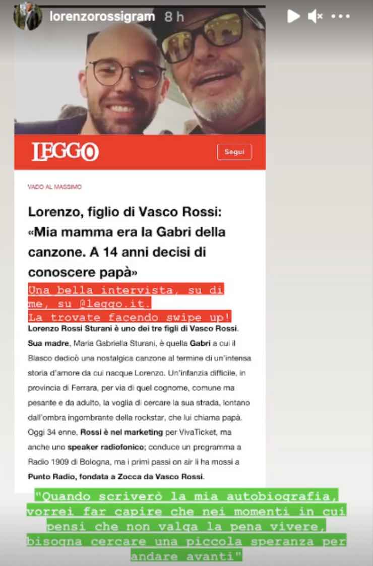 Vasco Rossi, il figlio Lorenzo emoziona: quando ha deciso di conoscerlo