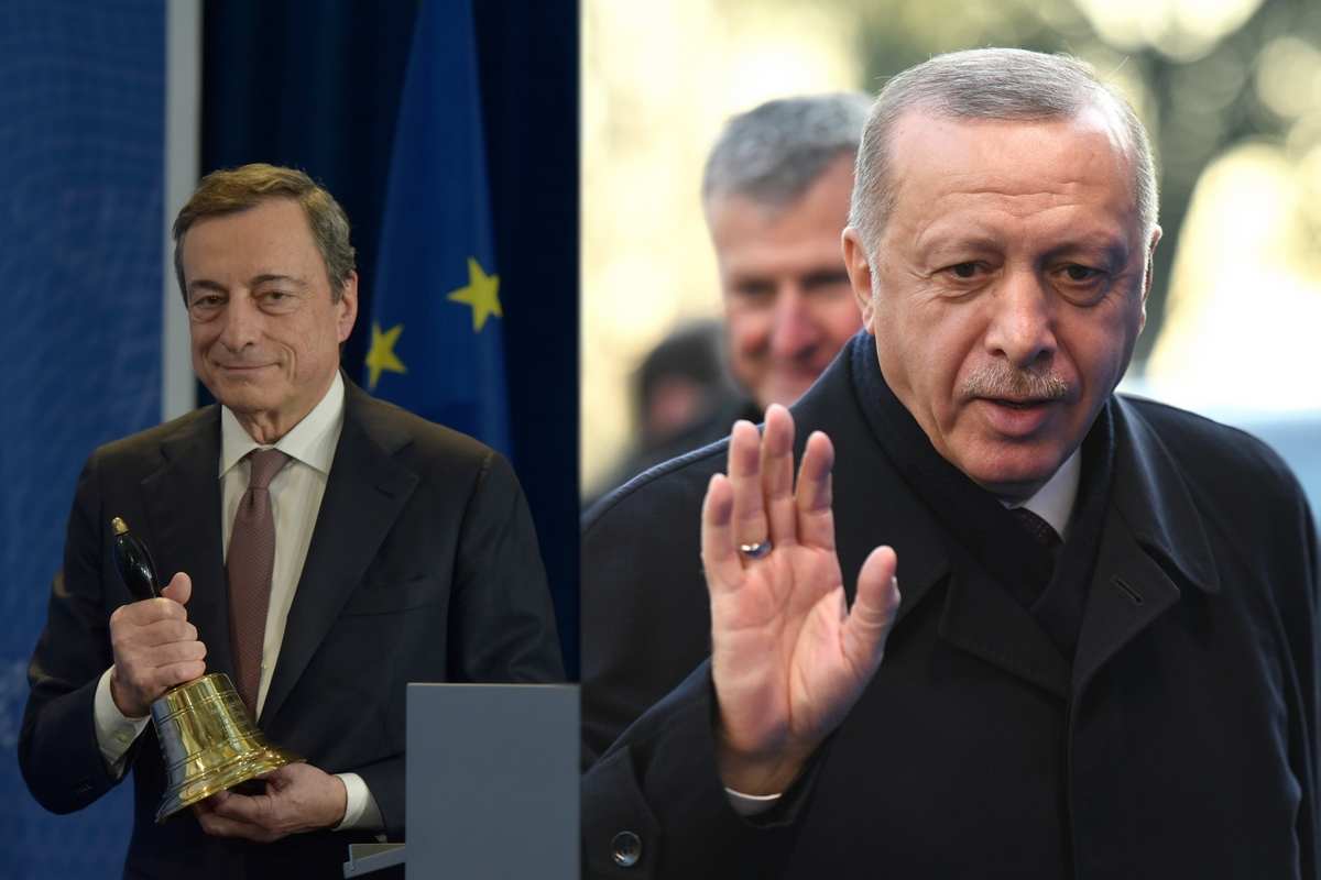 Mario Draghi ed Erdogan (Getty Images)