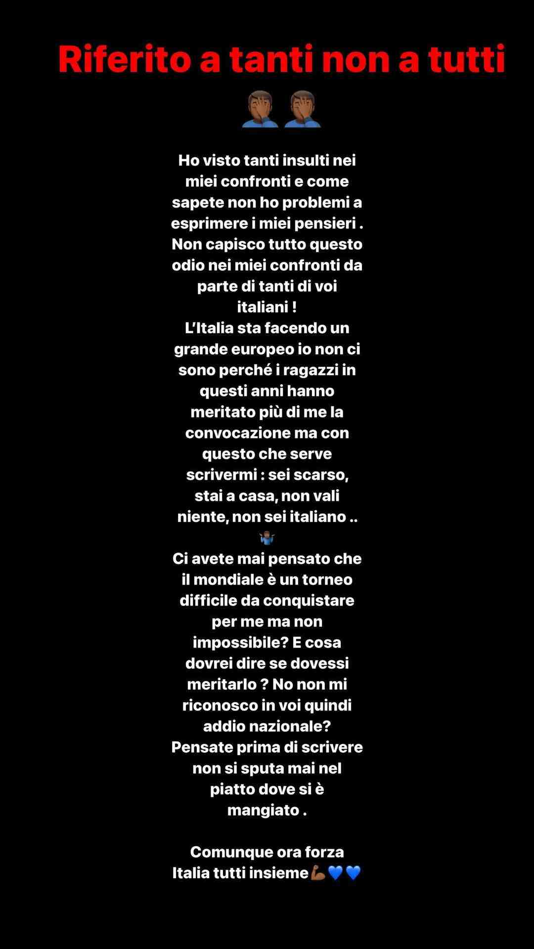 Balotelli contro le critiche (Instagram)