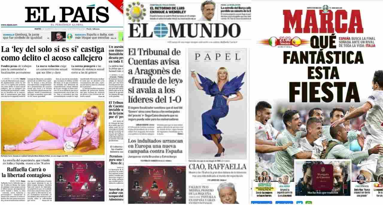 Raffaella Carrà, l'omaggio dei principali quotidiani spagnoli