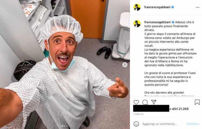 Francesco Gabbani è stato operato: cos'è successo al cantante?