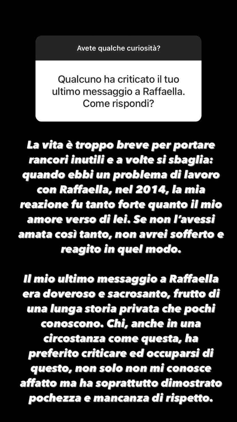 Storia Cuccarini su Carrà (Instagram)