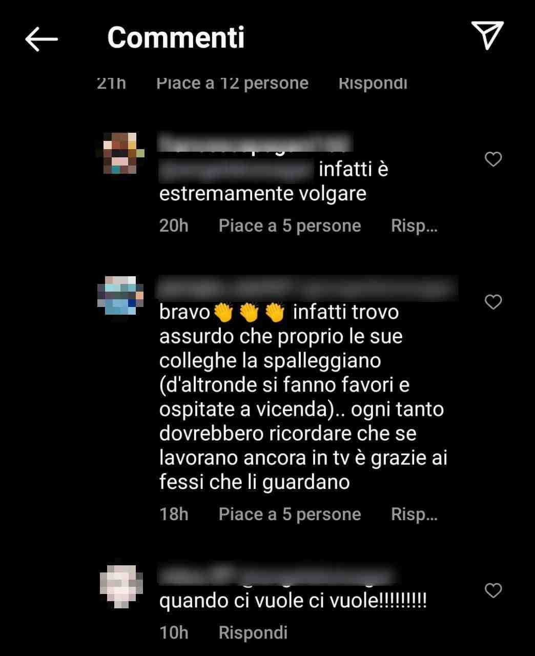 Commento a cui ha risposto Sabrina Ferilli (Instagram)