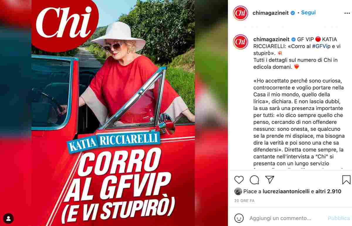 Katia Ricciarelli al Grande Fratello Vip (Instagram)