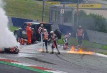 Moto Gp d'Austria incidente moto fiamme foto Valentino Rossi