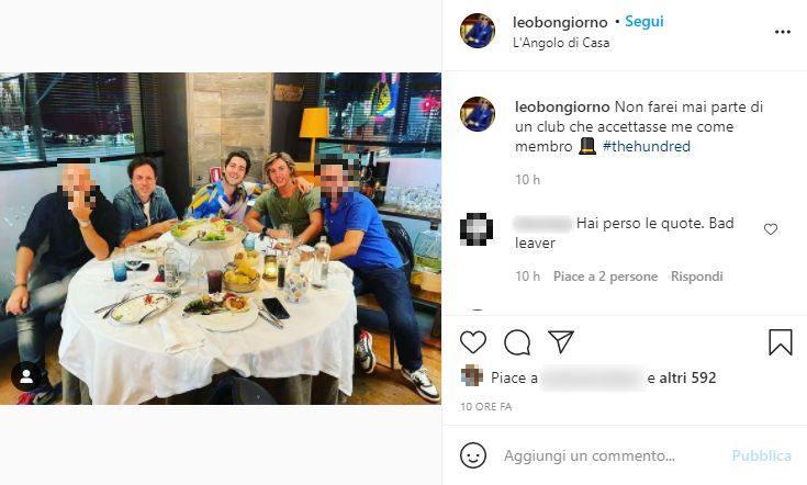 Post Leo Bongiorno con Tommaso Zorzi e Gabriele Parpiglia (Instagram)