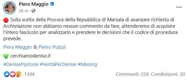 Post di Piera Maggio (Facebook)