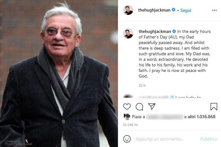 Ricordo Hugh Jackman al padre (Instagram @thehughjackman)