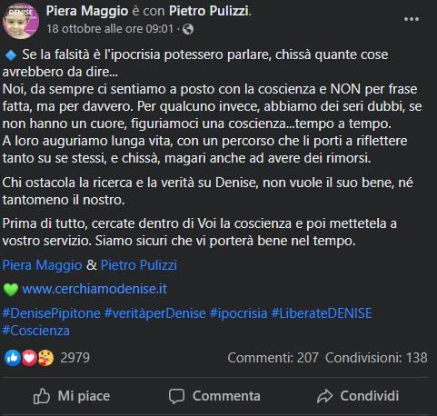 Post Piera Maggio (Facebook)