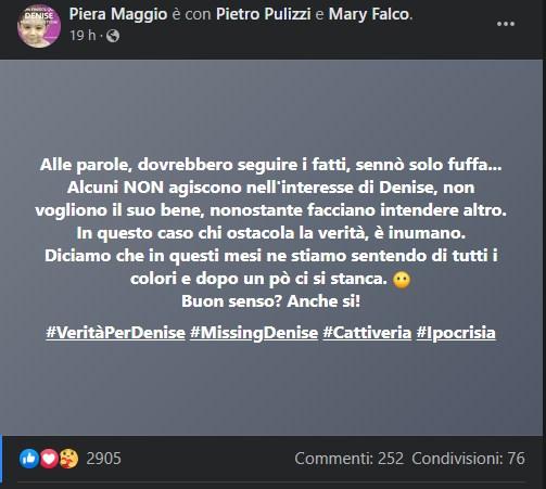 Post Piera Maggio (Facebook)