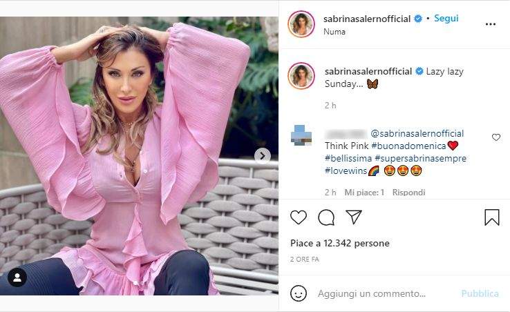Sabrina Salerno, post (Instagram)