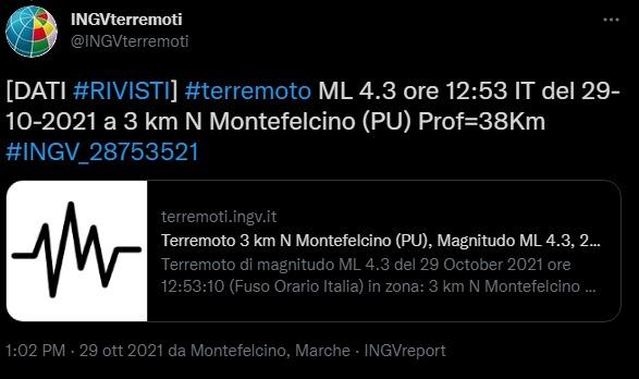Terremoto Marche (Twitter INGV)