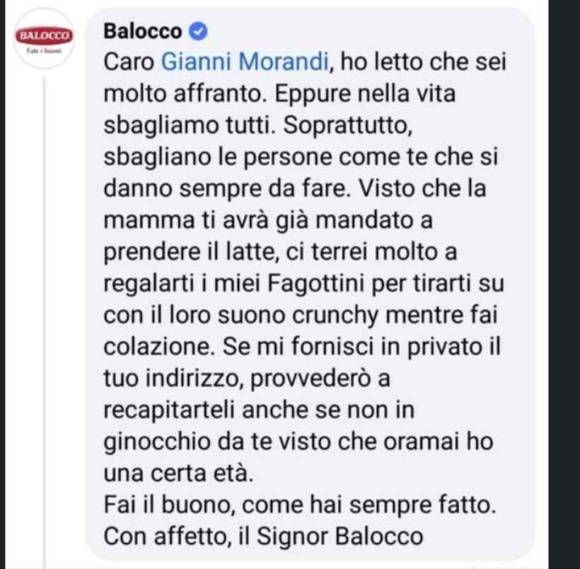 Balocco per Gianni Morandi