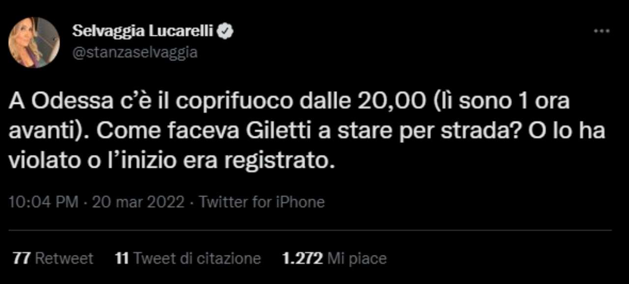 Selvaggia Lucarelli su Giletti