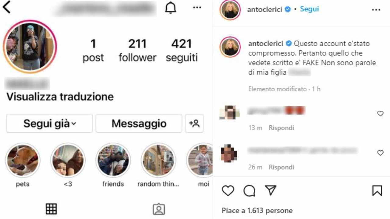 Antonella Clerici, messaggio figlia